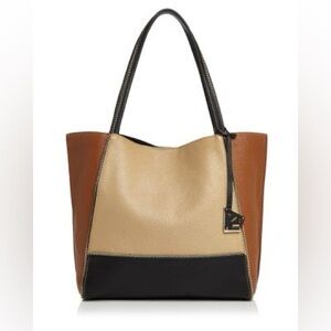 Botkier Soho color-block leather tote bag with python-embossed detail